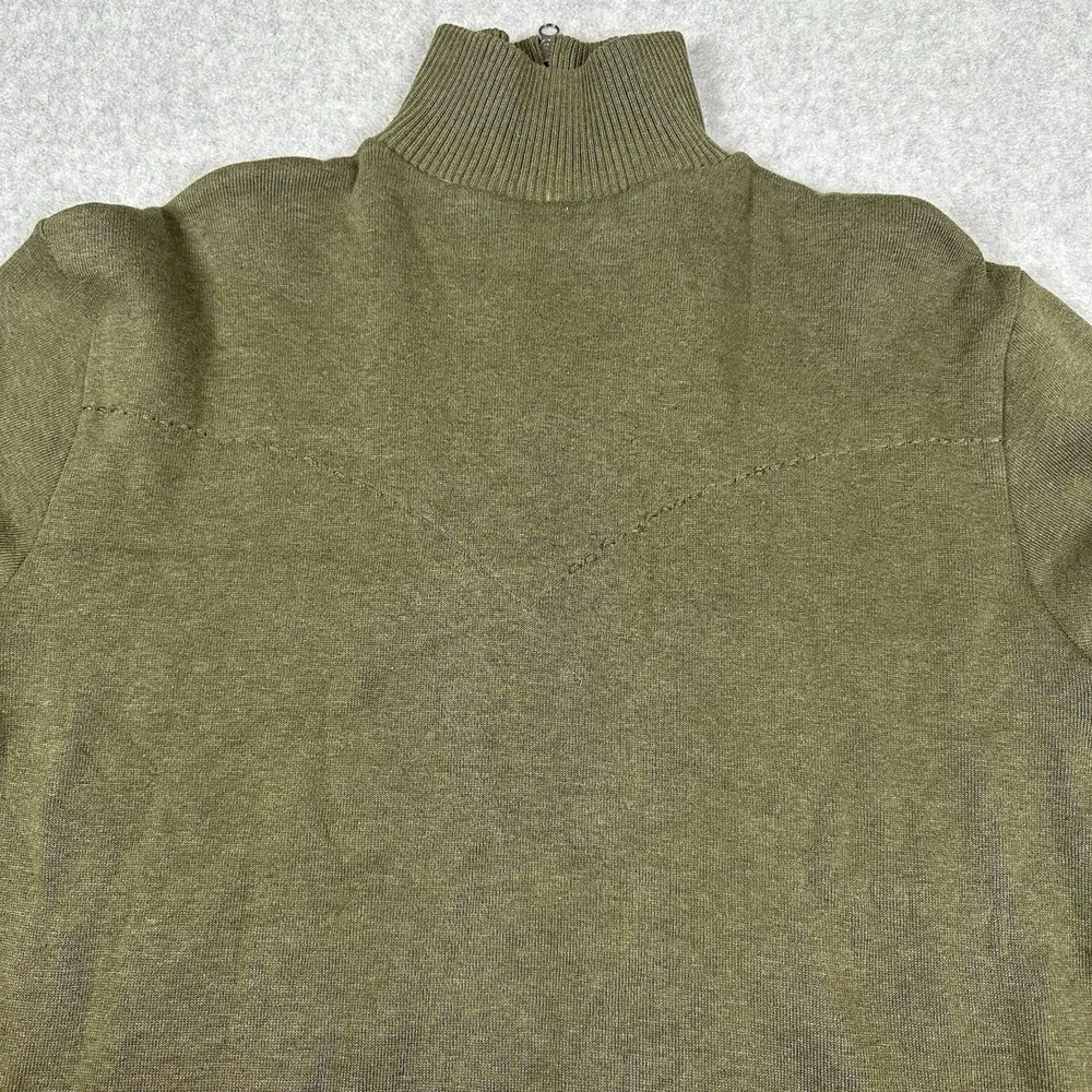Stetson Wool 1/4 Zip Sweater Men's Size Large Green Long Sleeve‎ Elbow Pads